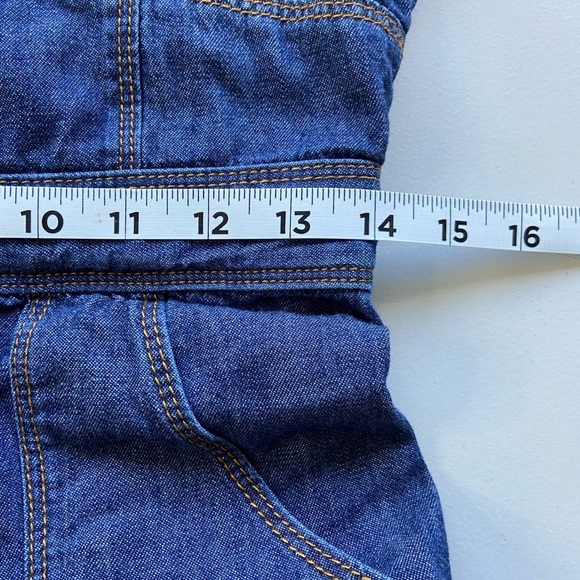 Anthro Pilcro Letterpress Wide Leg Overalls 6 Boho Hippie Belted Denim Jean - Picture 9 of 14